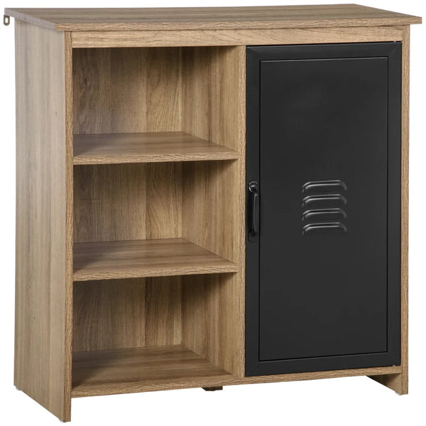 Brown Steel Door Storage Cabinet with 3 Shelves