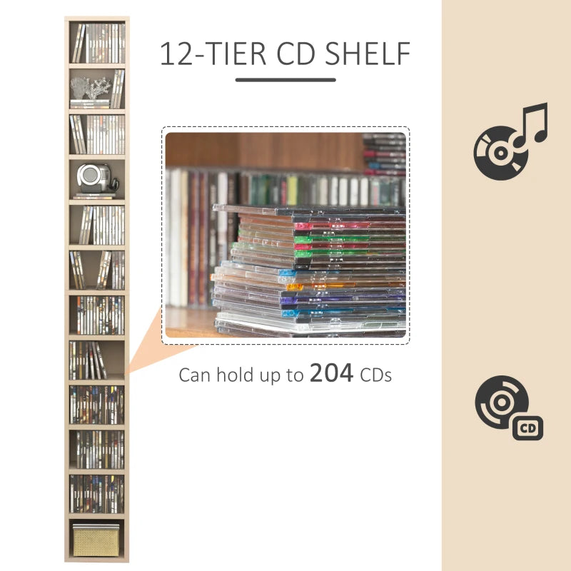 12-Tier Storage Tower for CDs - Multimedia Organiser Rack