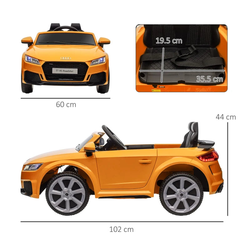 Yellow Audi TT RS Kids Ride-On Car 12V with Remote Control