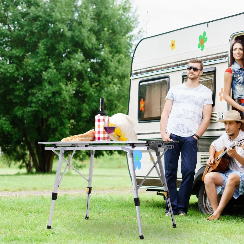 Silver Folding Aluminum Camping Picnic Table - Portable 3FT