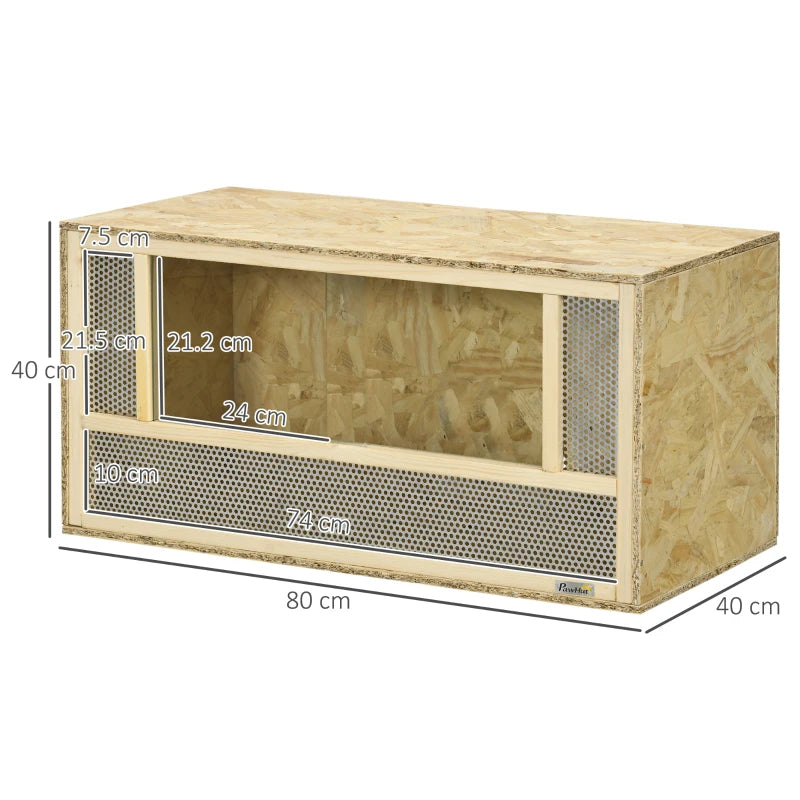 Mesh Reptile Terrarium Habitat, Sliding Doors, Climbing Pet Container, 80x40x40cm