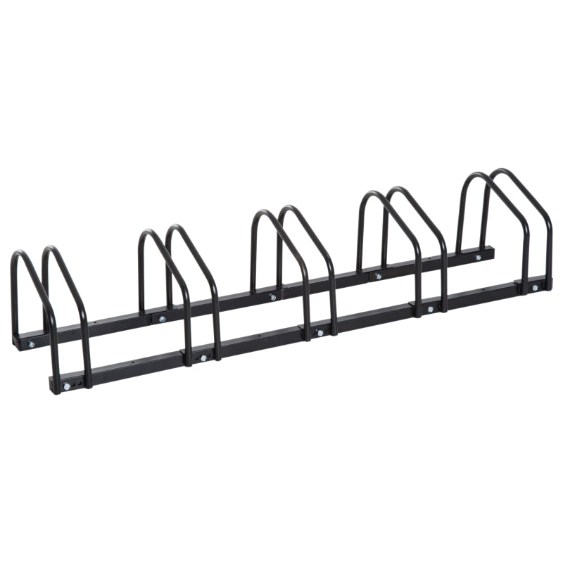 Black Bike Storage Rack - Wall or Floor Mount Bicycle Stand (5 Racks)