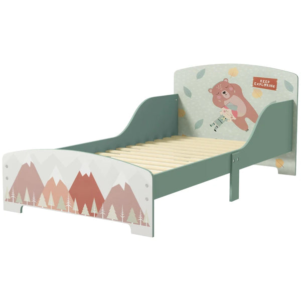 Green Toddler Bed Frame for Ages 3-6 Years