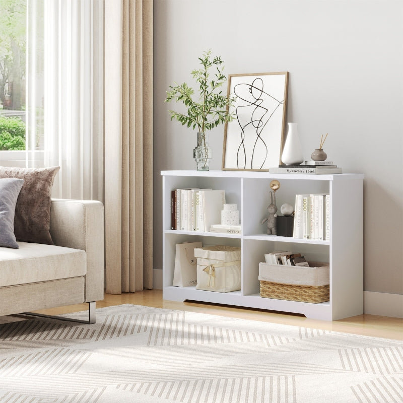 White 2-Tier Modern Cube Bookcase with Moving Shelves