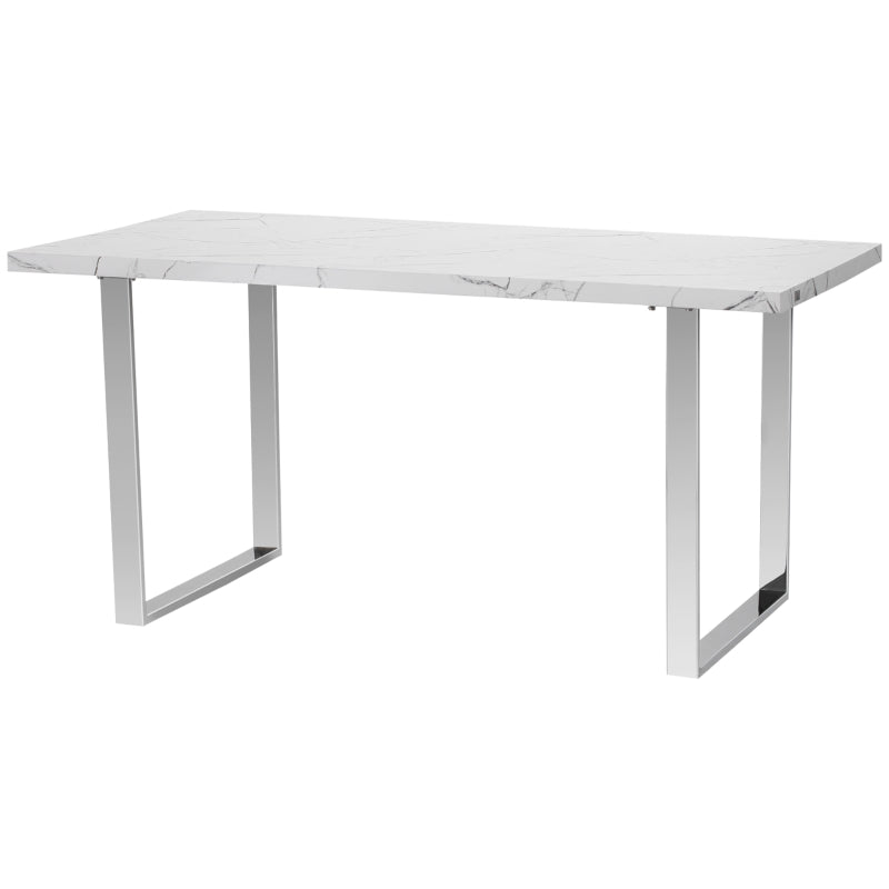 White Marble Effect Dining Table for 6-8 People - 160 cm