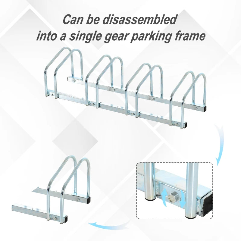 Silver Bike Storage Rack (4 Racks) - Floor/Wall Mount Bicycle Stand