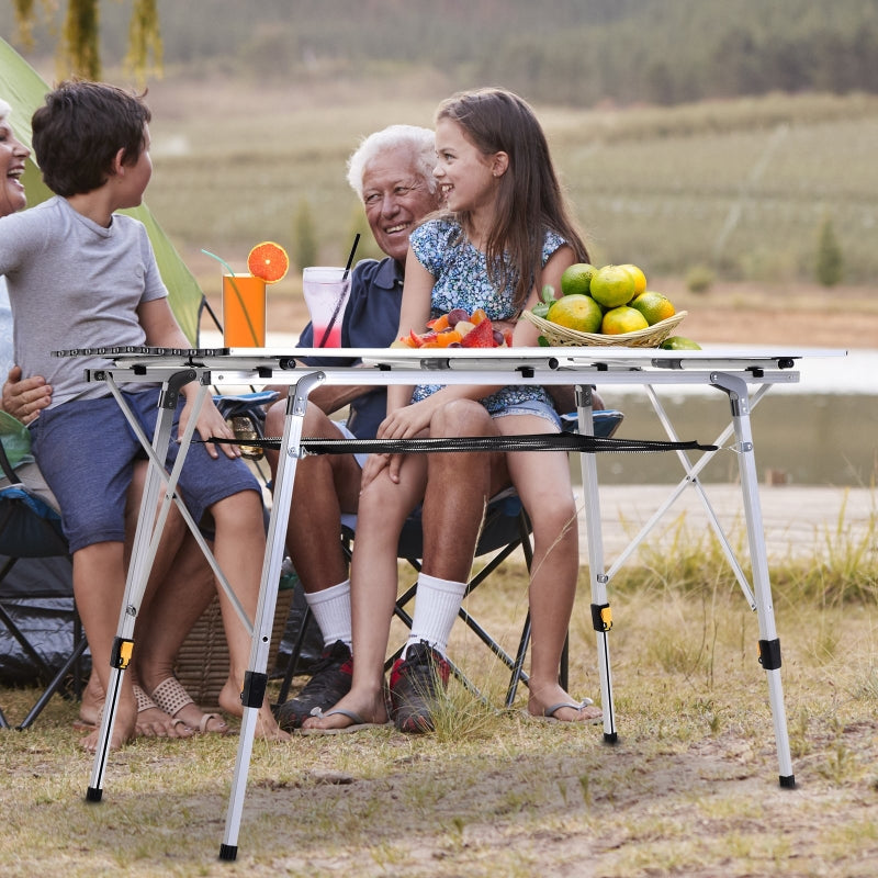 Portable 4FT Folding Aluminium Picnic Table - Mesh Layer, Carrying Bag - Blue