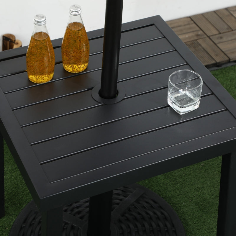 Black Steel Patio Side Table with Umbrella Hole