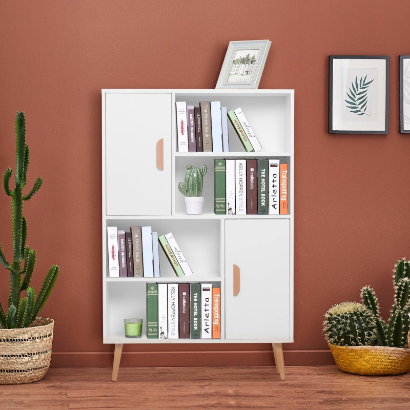 White Wooden Sideboard Bookcase with Two Doors