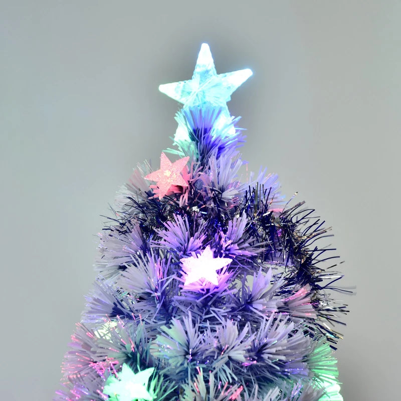 5FT Pre-Lit White Blue Fibre Optic Christmas Tree with LED Lights