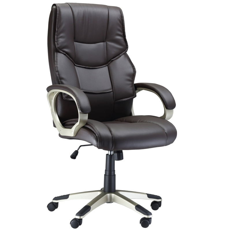 Brown High Back Faux Leather Office Chair with Rocking Function