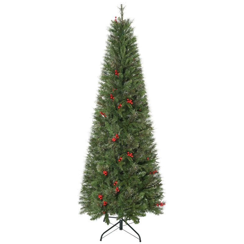 6ft Green Artificial Christmas Tree with Realistic Branches and Red Berries