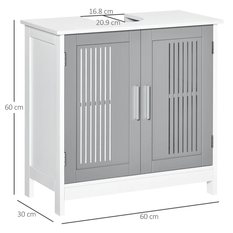 Grey Under Sink Bathroom Cabinet with 2 Doors