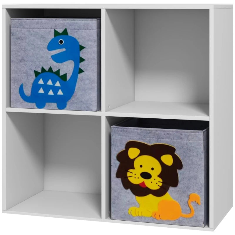 White Kids Toy Box with Two Fabric Drawers - 61.8 x 29.9 x 61.8cm