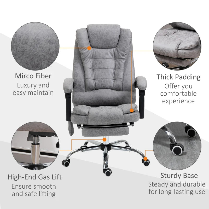 Grey Heated Massage Office Chair with Footrest