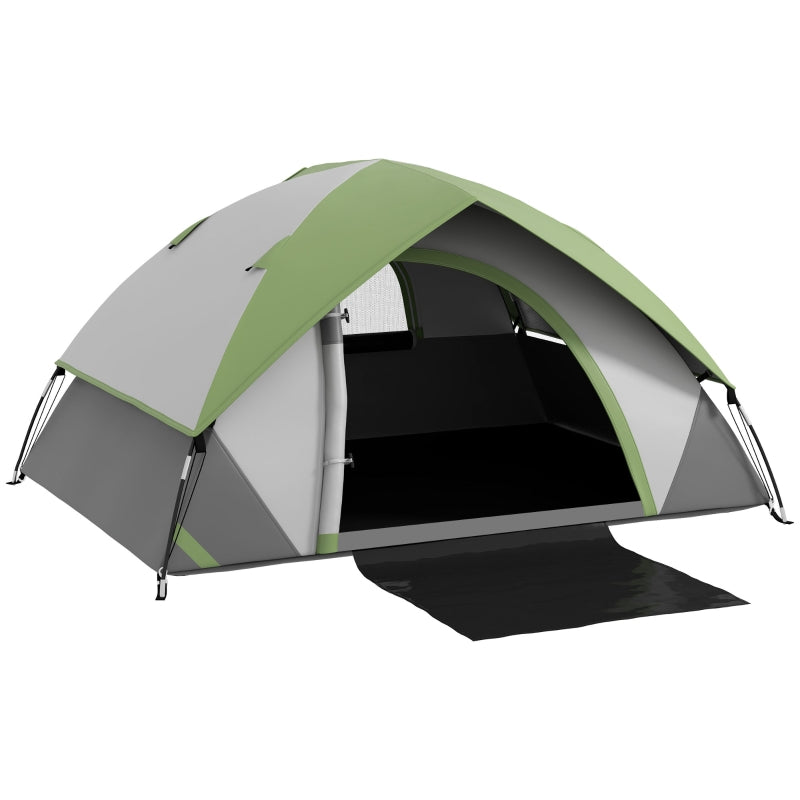 3-Person Green/Grey Dome Tent with Accessories