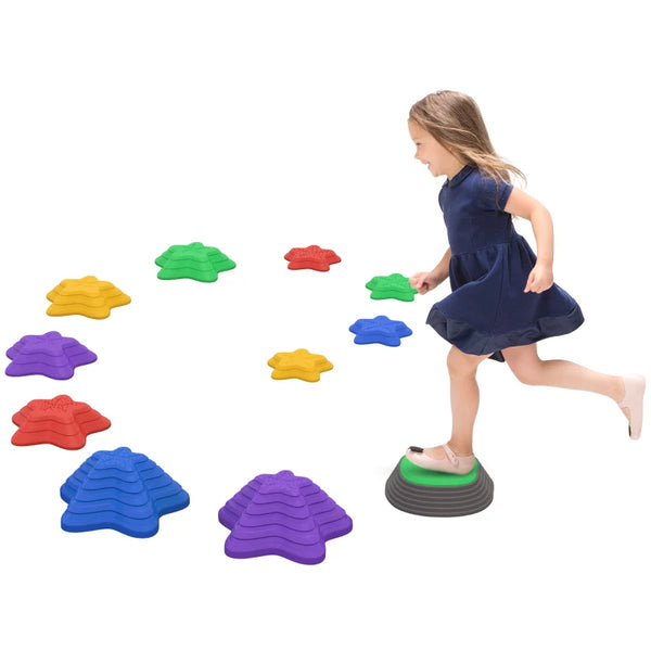 Starfish Balance Stones Set for Kids, 11-Piece Obstacle Course Kit - Indoor & Outdoor Sensory Play