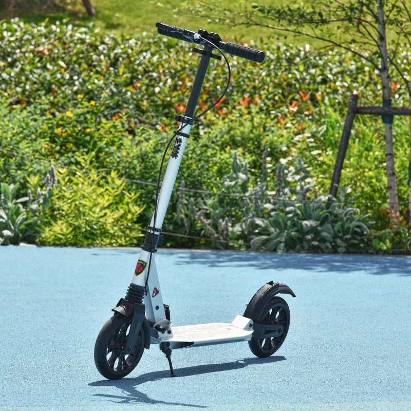 Silver Folding Kick Scooter with Shock Absorption for Teens and Adults