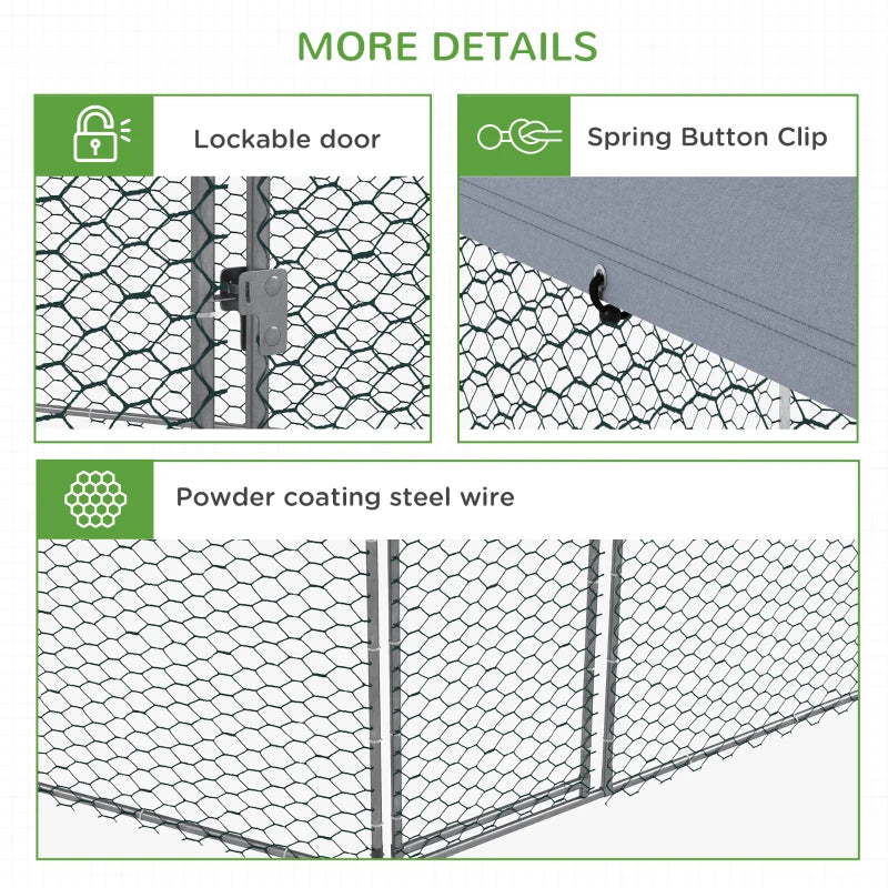 Large Outdoor Chicken Coop and Run for 10-15 Animals, 4x3.5x2.6m, Green