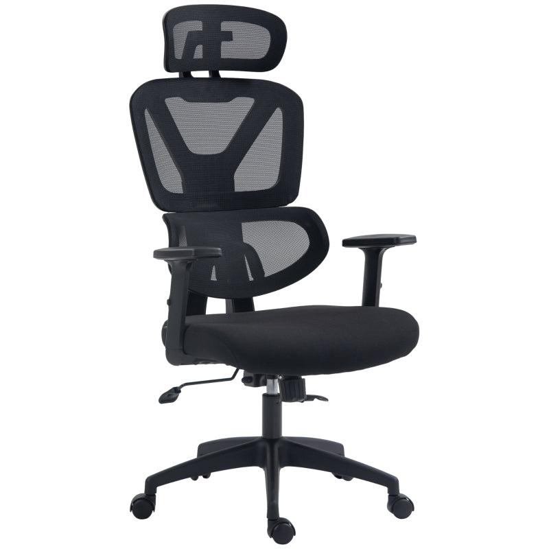 Black Mesh Office Chair with Lumbar Support & Swivel Wheels