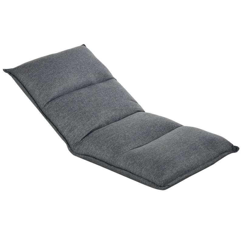 Grey Padded Floor Chair with 5 Adjustable Positions, Foldable Gaming Seat - 45cm x 55cm x 67cm