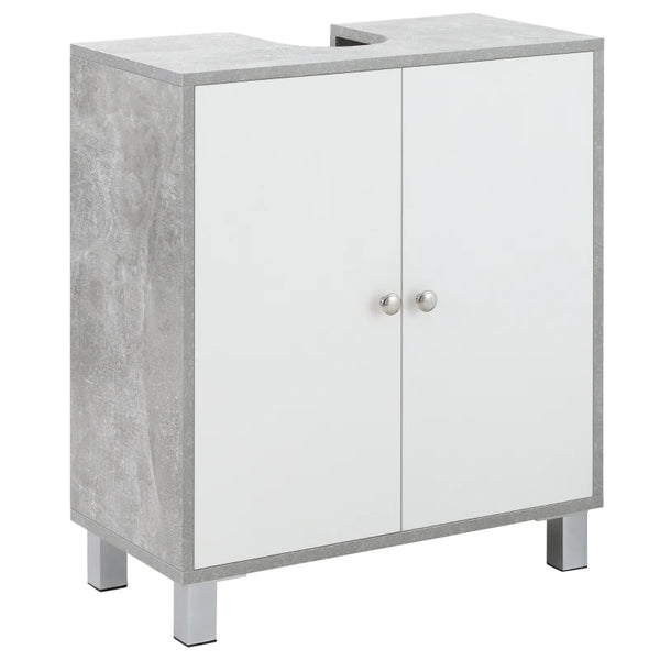 White and Grey Under Sink Bathroom Storage Cabinet