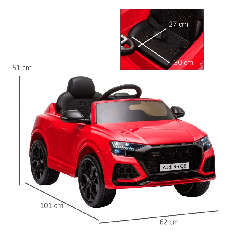 Red Audi RS Q8 6V Kids Electric Ride-On Car with Remote Control and Music