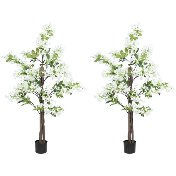 White Artificial Honeysuckle Flower in Pot Set of 2 - Indoor Outdoor Fake Plants 15x15x150cm