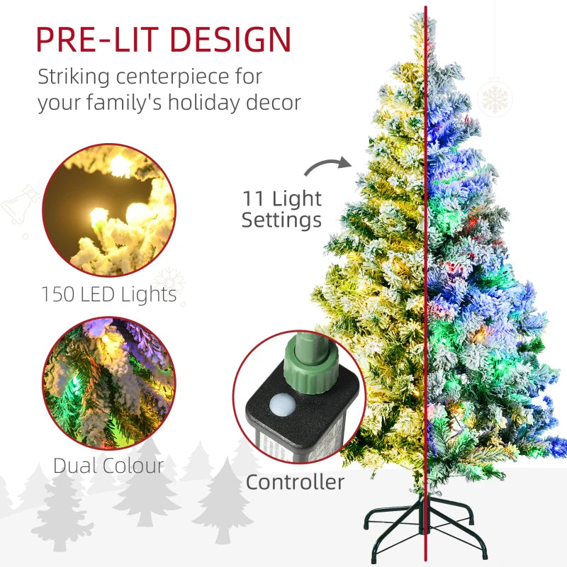 4.5' Frosted Artificial Christmas Tree with LED Lights - White or Colourful