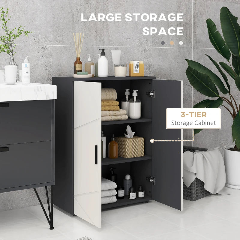 Grey Bathroom Storage Cabinet with 2 Doors and Adjustable Shelves