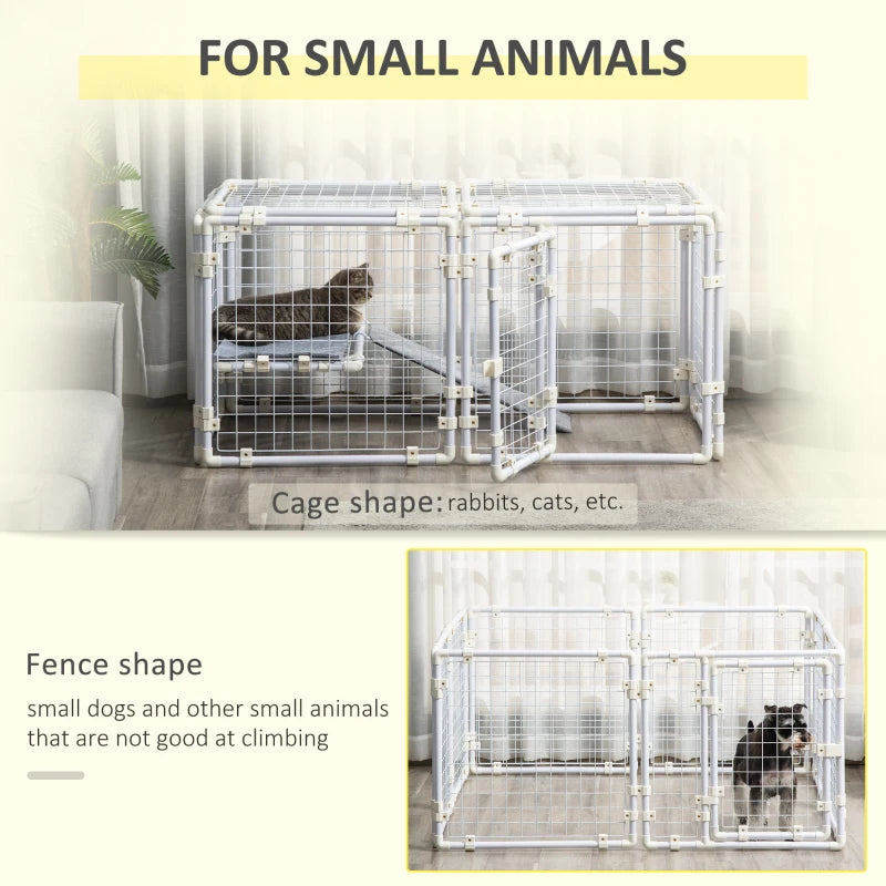 Large Grey Rabbit Hutch with Door and Divider