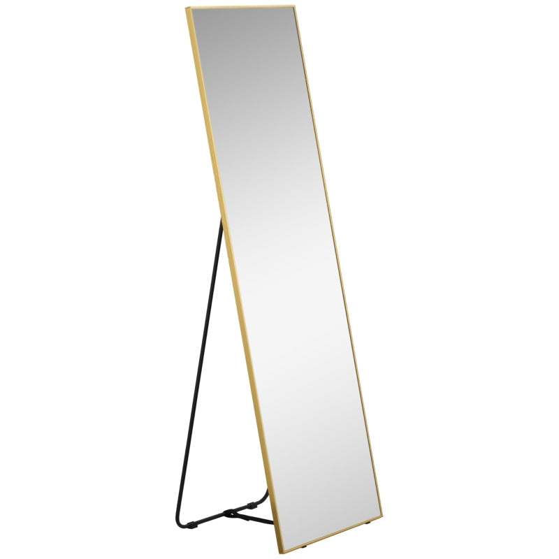 Gold Frame Full Length Mirror, 160 x 50 cm - Wall-Mounted or Freestanding Rectangle Dressing Mirror