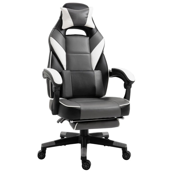 Grey Ergonomic Gaming Chair with Footrest and Lumbar Support