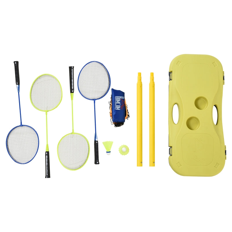 Portable Folding Badminton Set with Rackets and Shuttlecocks - Blue