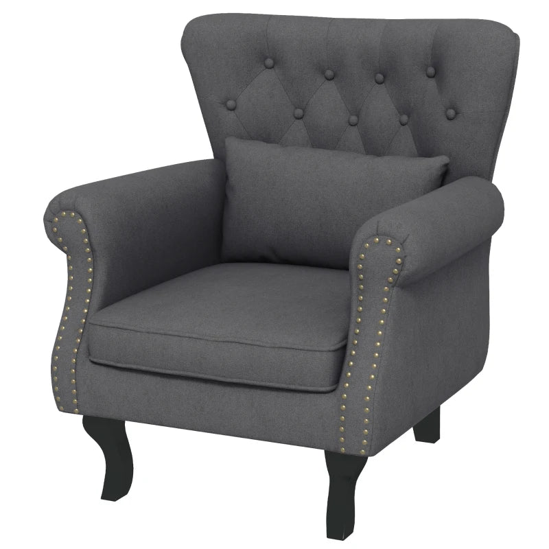 Grey Velvet Chesterfield Accent Chair