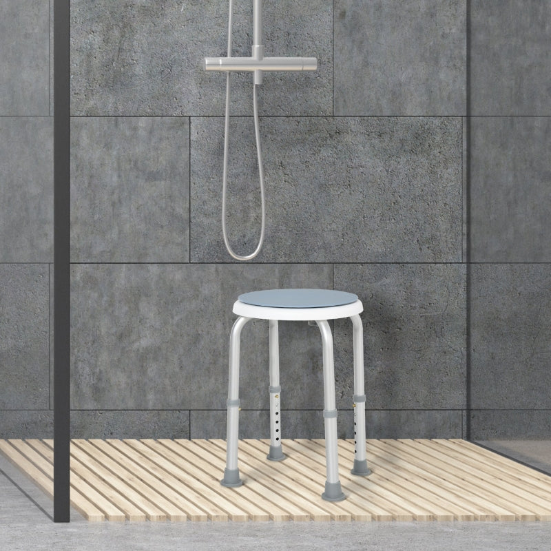 Adjustable Swivel Bath Shower Stool - White