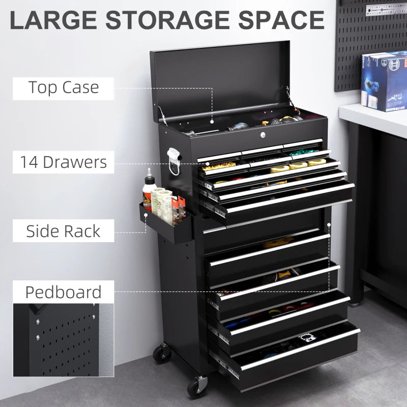 Black 19-Drawer Rolling Tool Chest