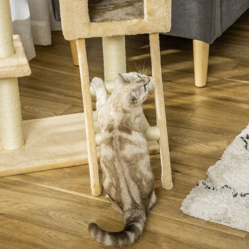 Cat Tree Tower with Hammock and Scratching Post - Grey