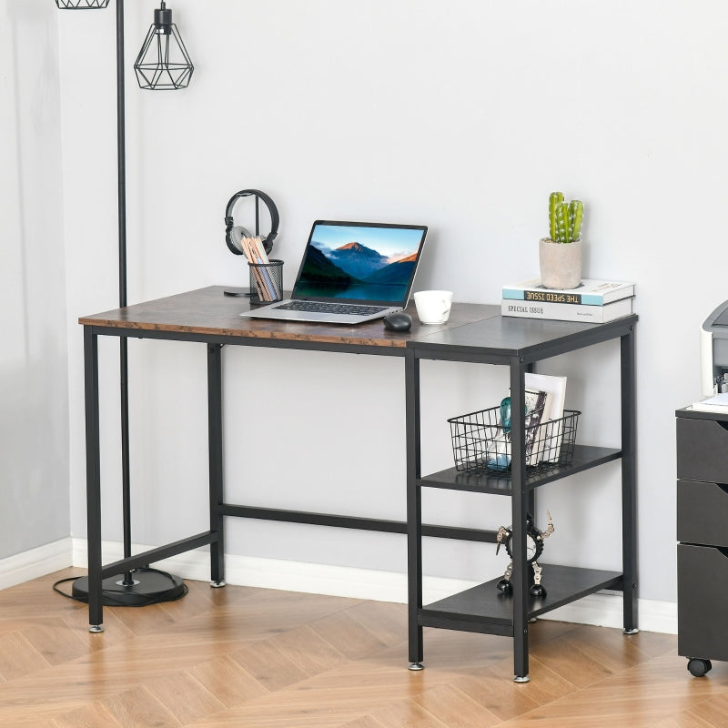 Modern Computer Desk with 2 Storage Shelves, Steel Frame - 120x60x76cm