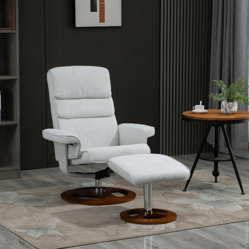 Grey Swivel Recliner Chair with Ottoman Set