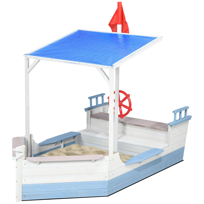 Blue Kids Sandpit with UV Canopy - Ages 3-8