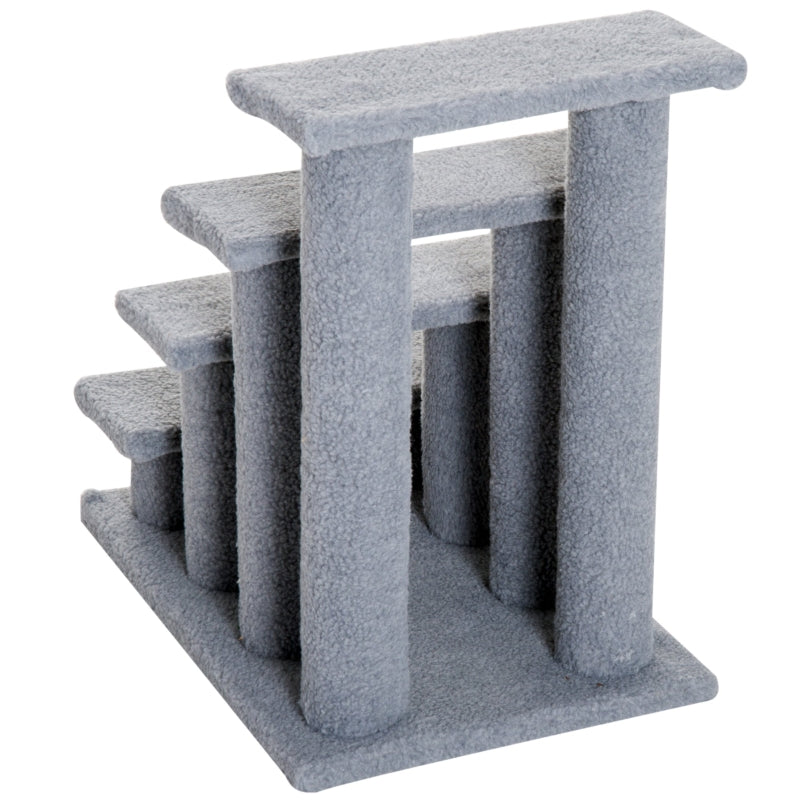 Grey Pet Stairs for Dogs and Cats - 4 Step Bed and Sofa Climbing Ladder 63x43x60 cm