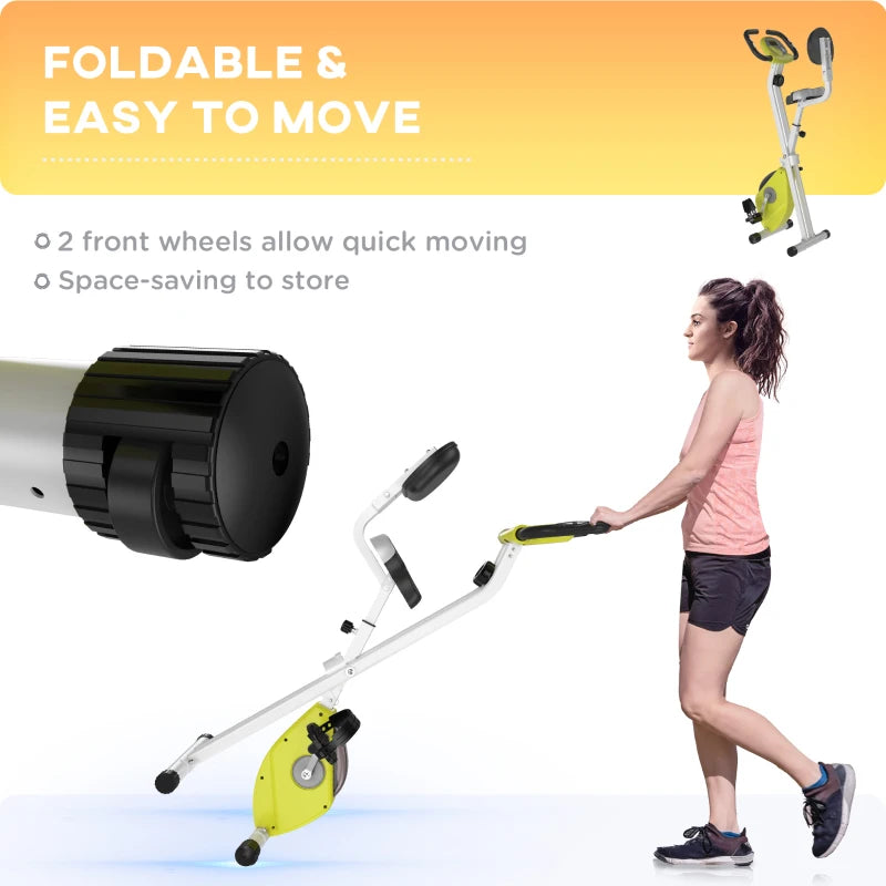 Black Folding Exercise Bike with 8-Level Magnetic Resistance