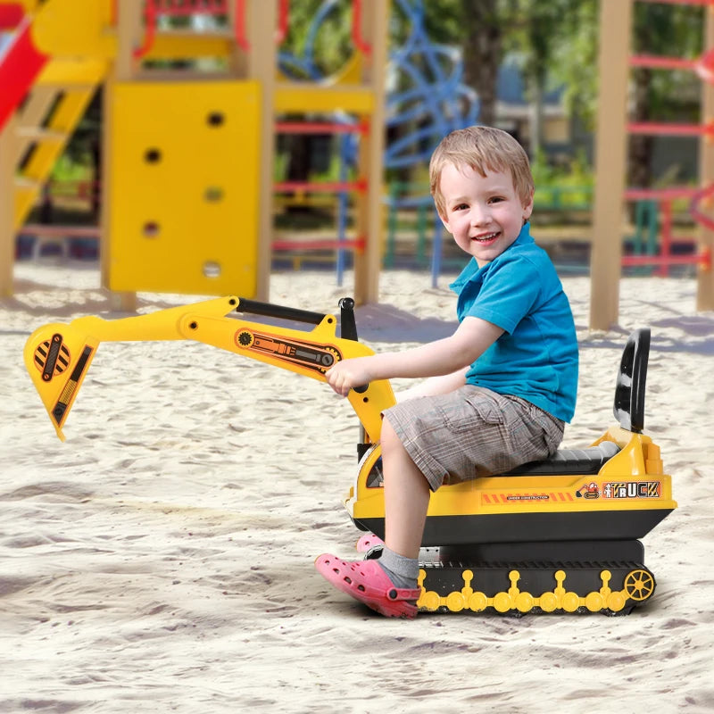 Yellow Ride-On Excavator Toy Tractor Digger