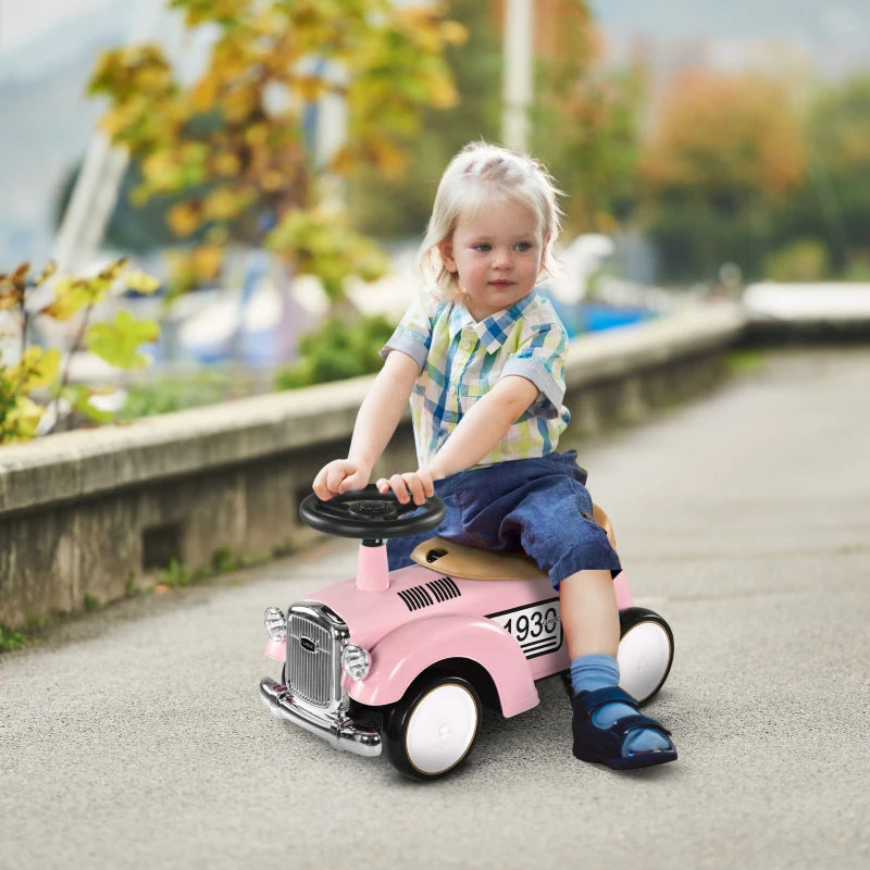 Pink Toddler Foot-to-Floor Slider with Under-Seat Storage & Horn