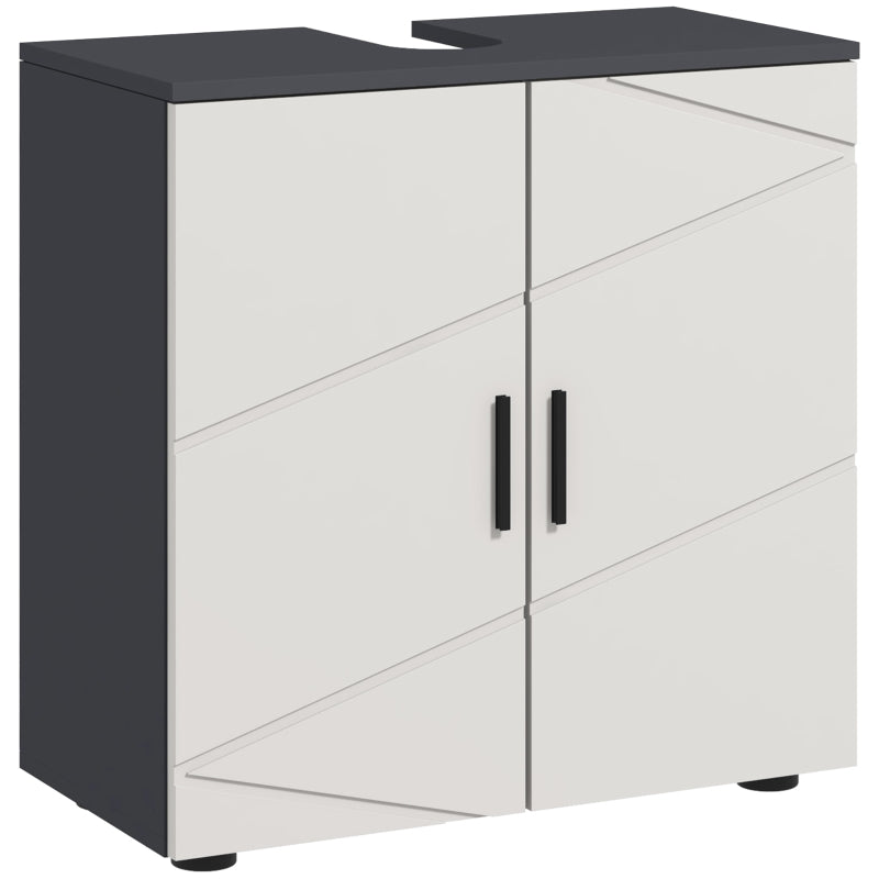 Light Grey Under Sink Bathroom Cabinet with Double Doors and Shelf