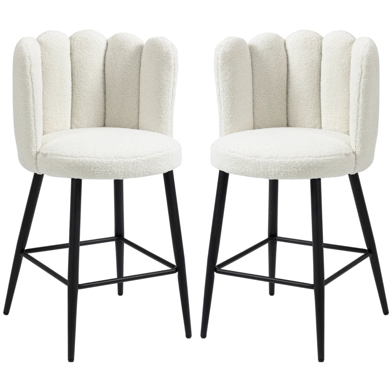 Modern Cream Faux Cashmere Bar Stools Set of 2