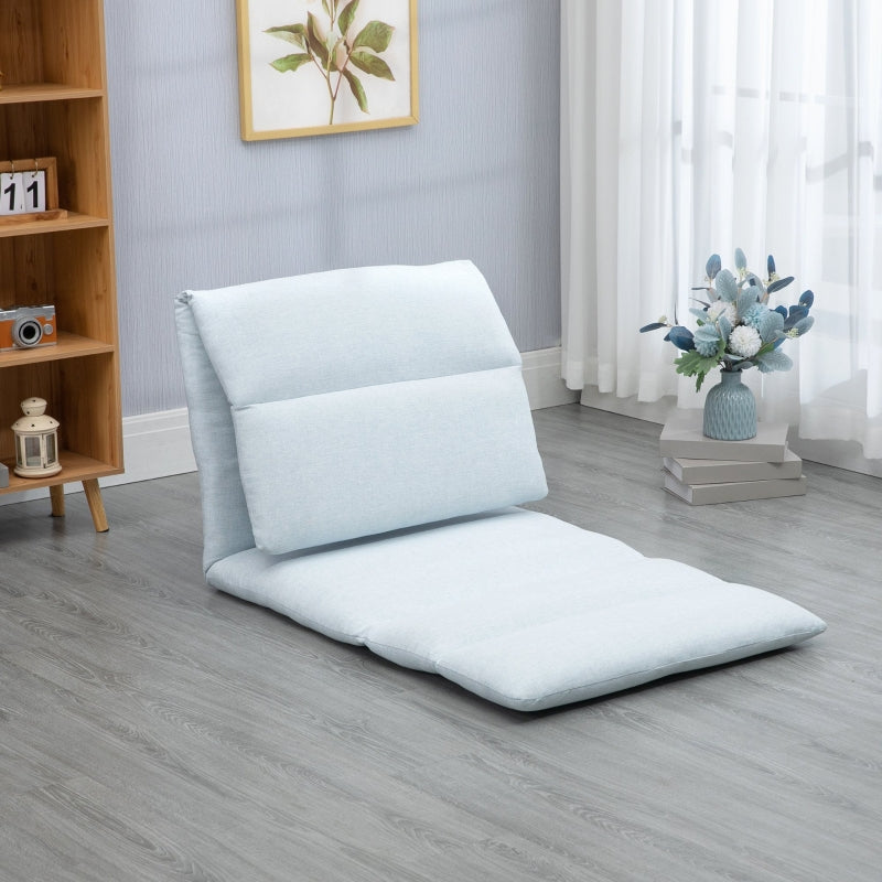 Blue Adjustable Floor Chair with Back Support - Folding Lazy Sofa Bed
