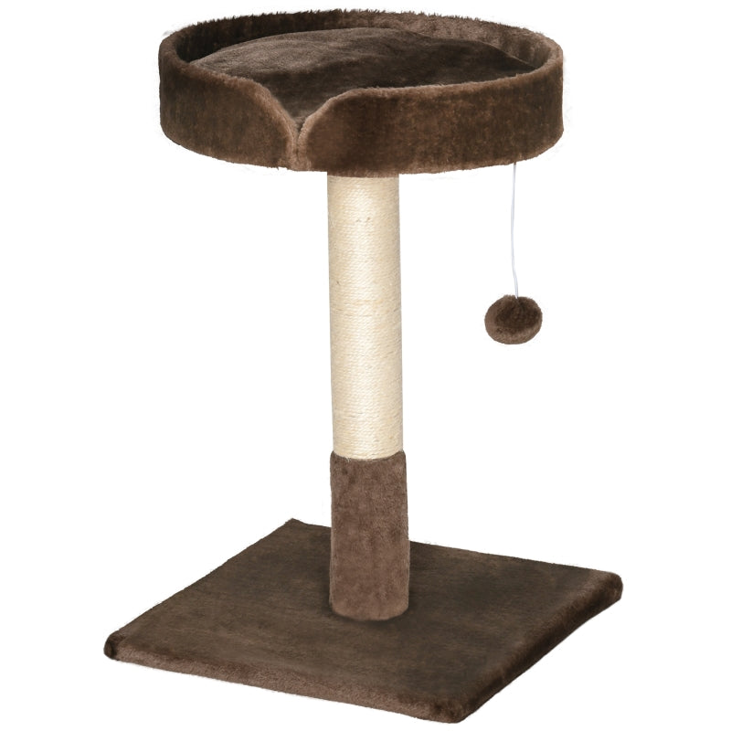 Brown Cat Tree with Sisal Scratching Post & Kitten Bed, 45x45x70 cm