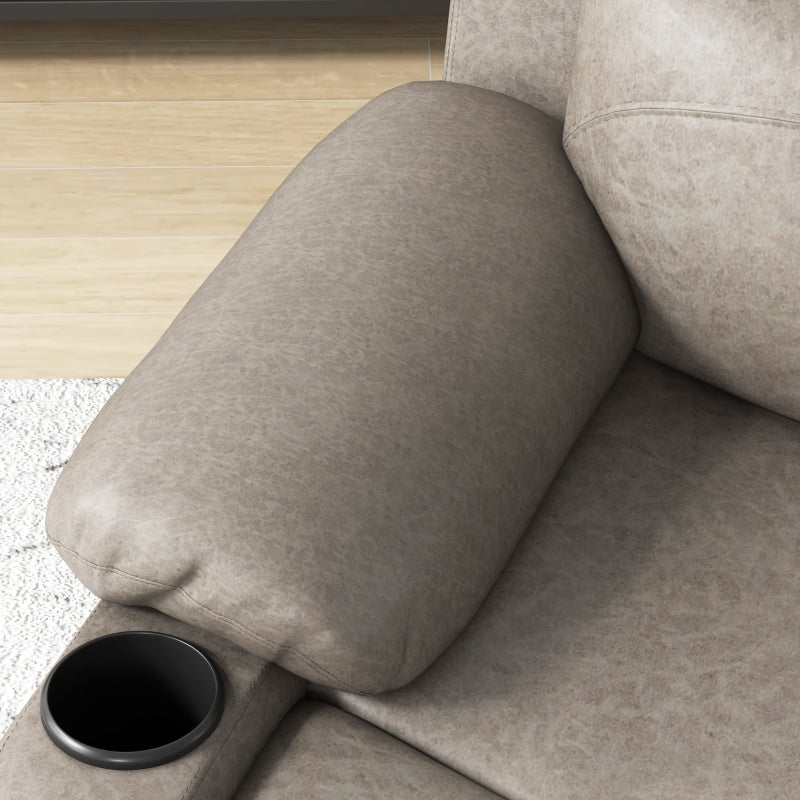 Brown Microfibre Recliner Armchair with Leg Rest and Cup Holder